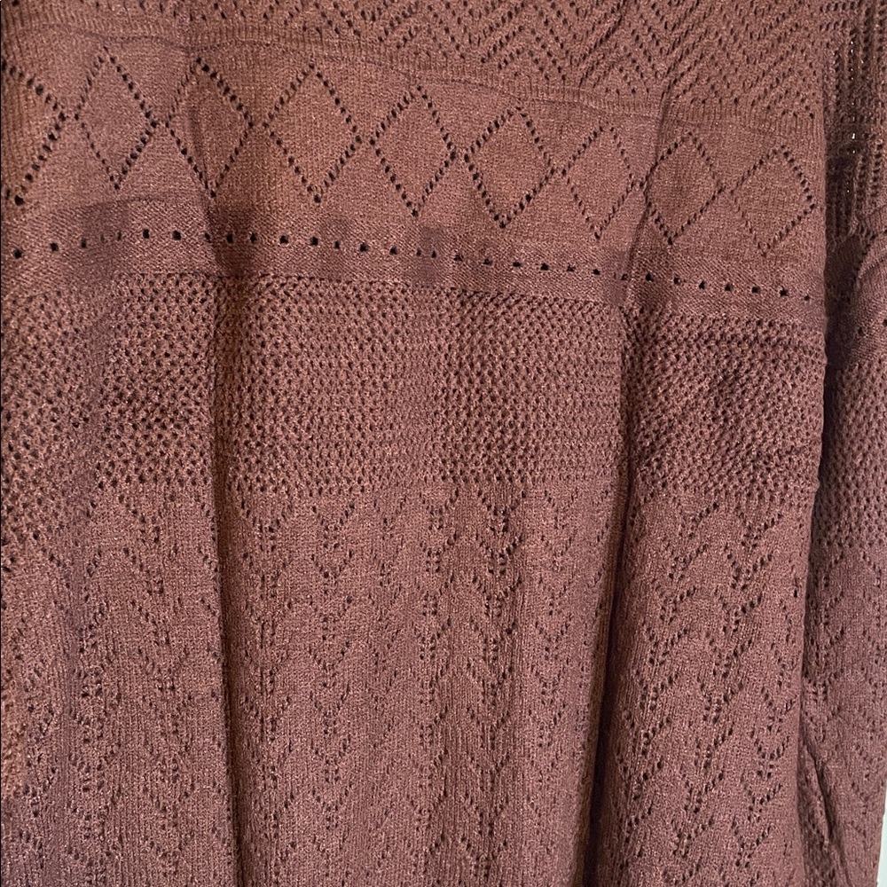 Oversized Eyelet Knit Top, Women’s M, Brown - Picture 6 of 8